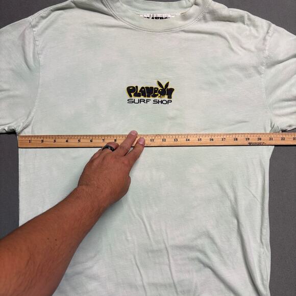 Playboy By Pacsun Surf Shop Graphic T-Shirt Medium 100% Cotton Blue Cloudy - Picture 8 of 11